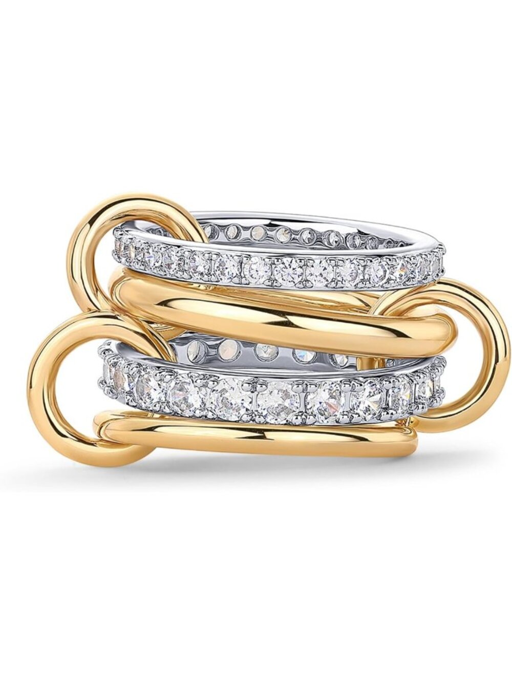 14K Gold Plated Stackable Rings for Women - Statement Multi Ring Set with CZ